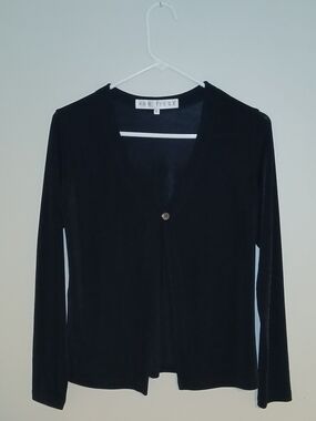 Black V-Neck Single-Button Cardigan